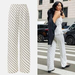 Summer Away Murcia Pants Striped High Rise Wide Leg Relaxed Fit Black & White M